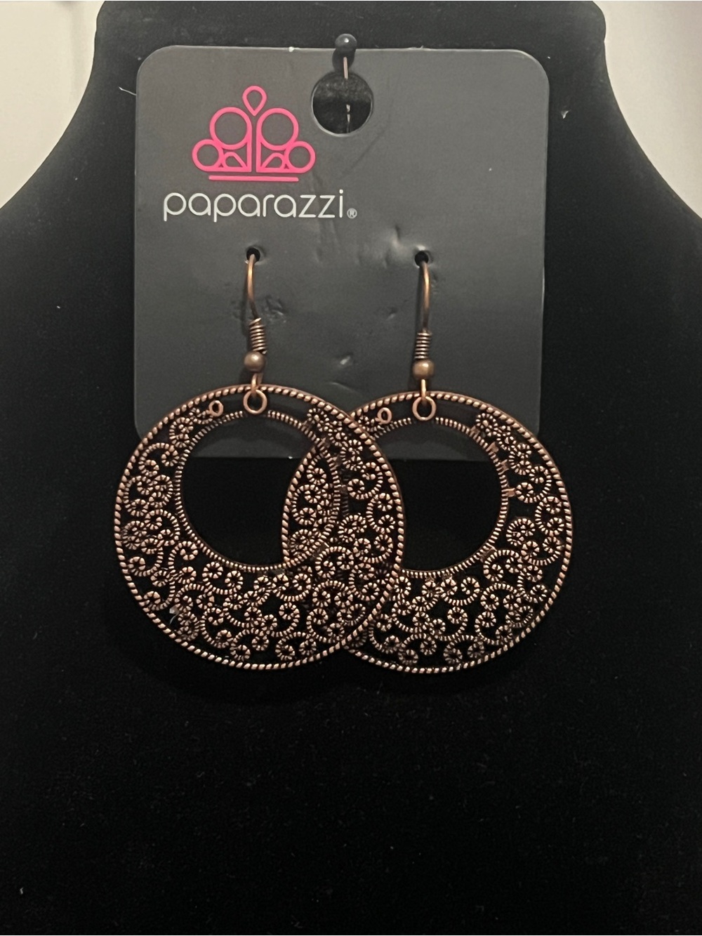 Paparazzi Copper Filigree Hoop Earrings - Copper Tone